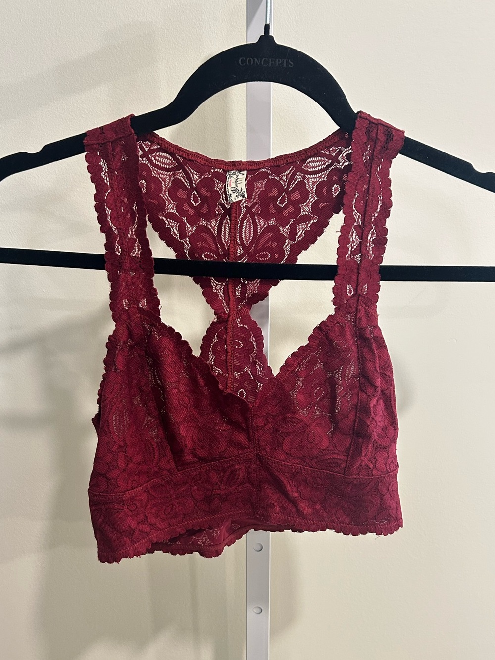 Free People Burgundy Lace Racerback Bralette